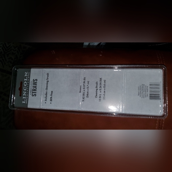 Lincoln Outfitters 4 Plastic Straws w/ Brush Brand New! - Picture 4 of 4